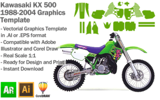 Kawasaki KX 500 1988 1989 1990 1991 1992 1993 1994 1995 1996 1997 1998 1999 2000 2001 2002 2003 2004 Graphics Template