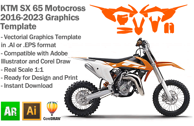 KTM SX 65 MX Motocross 2016 2017 2018 2019 2020 2021 2022 2023 Graphics Template