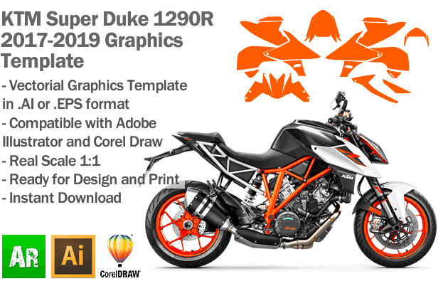 KTM Super Duke 1290R 2017 2018 2019 Graphics Template