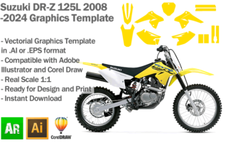 Suzuki DRZ 125L 2008 2009 2010 2011 2012 2013 2014 2015 2016 2017 2018 2019 2020 2021 2022 2023 2024 Graphics Template