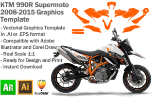 KTM 990R Supermoto 2008 2009 2010 2011 2012 2013 2014 2015 Graphics Template