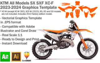 KTM SX SXF XC-F MX Motocross All Models 2023 2024 Graphics Template